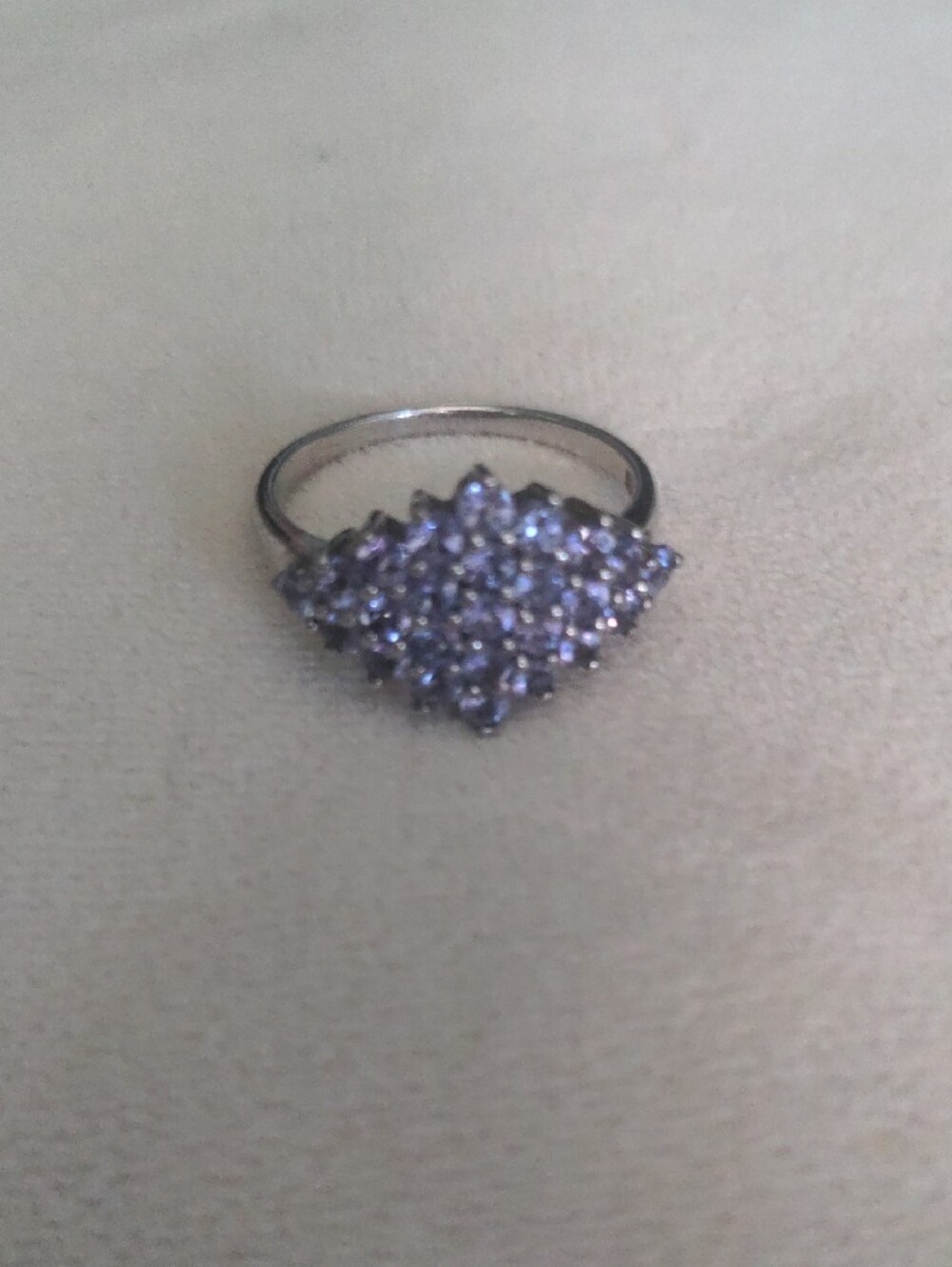 New Sterling Silver Tanzanite Ring. Dainty Cluster. Sz 8 1/2. Lighted Gift Box